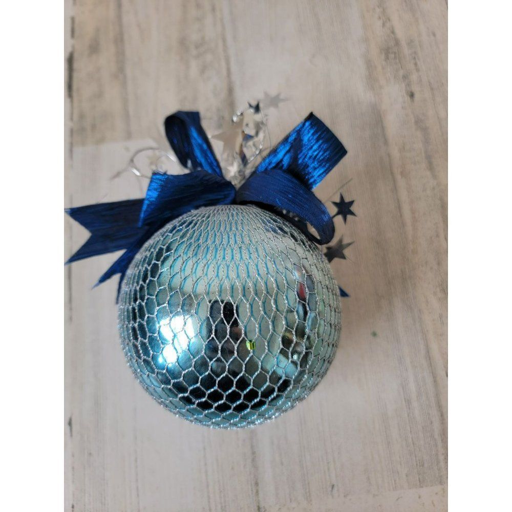 Blue ball bow stars ornament Xmas‎ fish net shiny